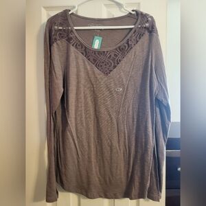 Maurices Lavender Lace Long Sleeve Top